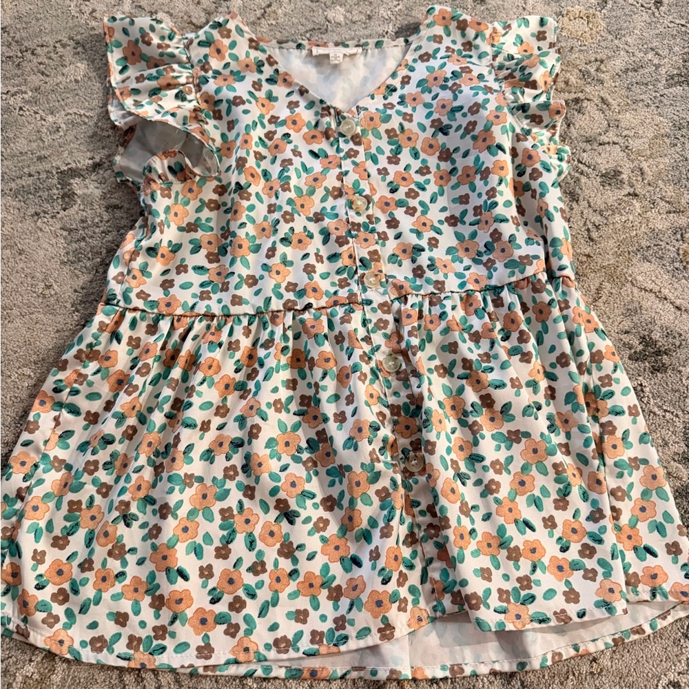 Hayden Girl Floral Kids Top with Ruffle Sleeves
